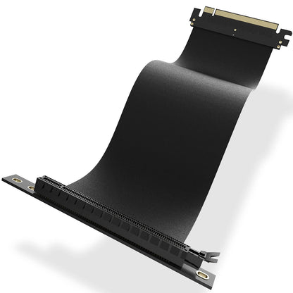 AsiaHorse 新款 PCIE 3.0 16x 高速灵活扩展器立管电缆卡扩展端口适配器 200 毫米（90 度角黑色） 